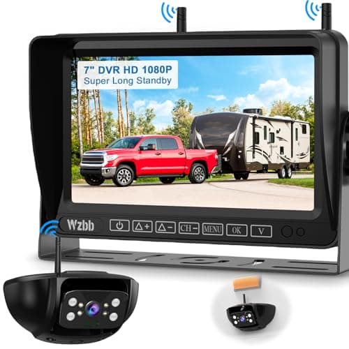 7-Inch Wireless Backup Camera for RV Trailer - HD 1080P Monitor, Night Vision, IP69 Waterproof, Easy Installation Compatible with Furrion, 4-Channel Support by WZBB - Image 1
