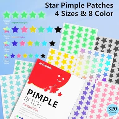 Jo Dominic Pimple stars Patches for Face, 4 Size 320 Counts Acne Patches, Hydrocolloid Patches for Covering Zits and Blemishes, Spot Stickers with Salicylic Acid, Tea Tree Oil - Image 2