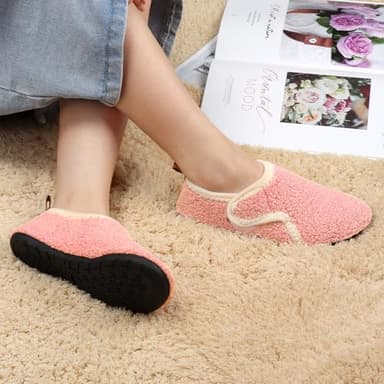 Ibeauti Womens Mens House Slippers Rubber Sole Indoor Slipper Socks Lightweight Fleece Lined Slip-on Barefoot Slippers (Pink, Women, Numeric Range, Medium, 7.5, 8.5) - Image 5