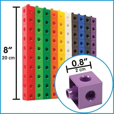 edxeducation Linking Cubes | Set of 100 | Counting Cubes | Color Sorting Toys | Math Manipulatives for Preschoolers, Pre K - Image 2