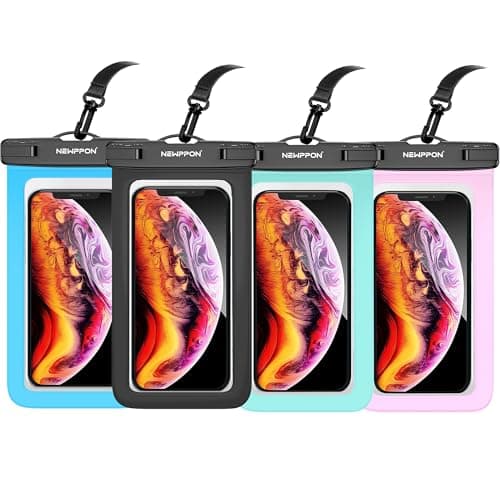 Newppon 4 Pack 8.5“ Waterproof Cell Phone Pouch - Underwater Dry Bag Case Lanyard - Water Proof Clear Holder Protector for iPhone 16 15 14 Pro Max Plus Samsung Galaxy S25 Ultra Note for Beach Swimming - Image 1