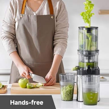 AMZCHEF Cold Press Juicer, 4.5" Juicer Machines with Large Feed Chute for Whole Fruits & Vegetables, Stainless Steel Juice Extractor with Large Auger, Dual Strainers, Easy Cleanup & Assembly - Image 4