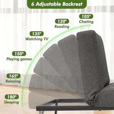ZZW Sleeper Chair Bed Upgrade 4-in-1 to 5-in-1 Convertible Multi-fuction Sofa Chair w/Adjustable Backrest Assembly-Free Linen Folding Sofa Ottoman Bed for Living Room Apartment (Dark Grey) - Image 6