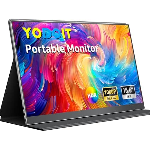Yodoit Portable Monitor for Laptop, 15.6" 1920×1080 Travel Monitor FHD Screen IPS Display with USB Type C Port, Speakers and Smart Cover Compatible with PC, MacBook, Xbox (Black) - Image 1