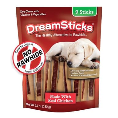 DreamBone DreamSticks, Rawhide Free Dog Chew Sticks Made with Real Chicken and Vegetables, 9 Sticks - Image 1