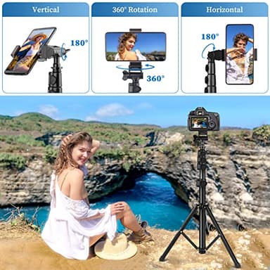 Nineigh Phone Tripod, 70" Selfie Stick Tripod Stand Cell Phone Tripods with Remote Phone Holder Carry Bag, Aluminum Alloy Selfie Stick Tripods, Compatible with iPhone Samsung GoPro Smartphone - Image 5