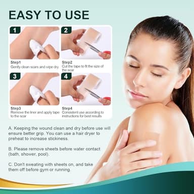 Medical Grade Silicone Scar Sheets, Silicone Scar Tape (1.6”x 60” Roll-1.5M), Professional Scar Removal Treatment, Reusable Silicone Scar Strip for Keloid, C-Section, Surgery, Burns, Acne Etc - Image 3