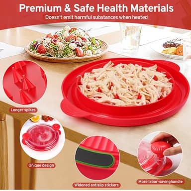 Pro Chicken Shredder 10.8 inch, Chicken Breast Shredder Tool Twist Large, Visible Meat Shredder Machine with Widened Anti Slip Mat Fix, Chicken Grinder Suitable for Pork, Beef, Dishwasher(Red) - Image 6