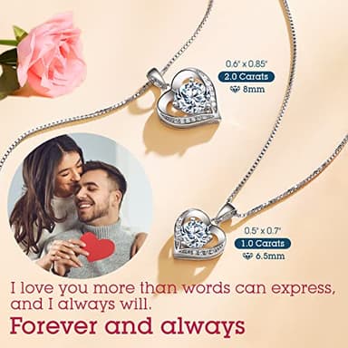 ONLYLIKE Heart Pendant Necklace Gifts for Wife, Engraved 'I LOVE YOU' 2 Carat Moissanite Necklace, Anniversary Eternity Jewelry Present, Birthday Gifts for Women - Image 5