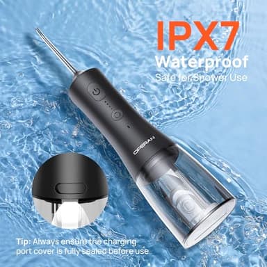 Operan Cordless Water Flossers for Teeth, 300ML Rechargeable Oral Irrigator with 4 Modes & 4 Nozzles, Portable Water Flossers for Adults, IPX7 Waterproof for Home and Travel, Black,01Pack - Image 7