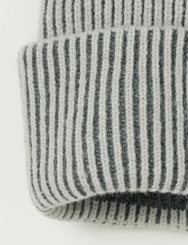 The Drop Women's Bliss Two-Tone Ribbed Beanie, Grey, One Size - Image 3