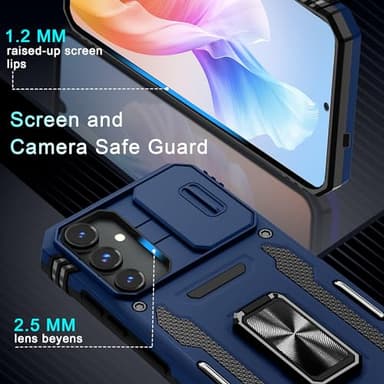 DEERLAMN Case for Samsung Galaxy S25+ Plus 6.7-Inch with Slide Camera Cover+Screen Protector(1 Pack), Rotated Ring Kickstand Military Grade Shockproof Protective Cover-Navy Blue - Image 6