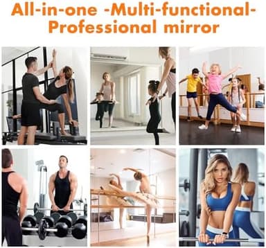 Hasipu Home Gym Mirror 48" L x 24" W - 2PCS Large Full Body Mirror for Yoga, Wall-Mounted Mirrors for Fitness, Garage, Dance Studio, 0.16in Tempered Glass Frameless - Image 4
