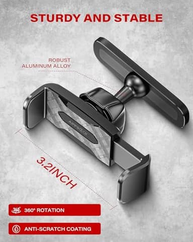 APPS2Car Gym Magnetic Phone Holder, 360 Adjustable, Compatible with 4.7-6.5" Smartphones, Alloy Base and Joint, Black - Image 4