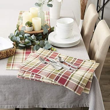 DII Fall & Thanksgiving Dining Table Décor Reusable Cotton Fabric, Placemat Set, 13x19, Rustic Homespun Plaid, 4 Piece - Image 6