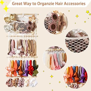 kangaroo Headband Holder Hair Bows Organizer for Baby Girls Large Capacity Bow Holder Hair Accessories Wall Hanging Organizer for Toddler Baby Girl Nursery Room Decor - Image 5