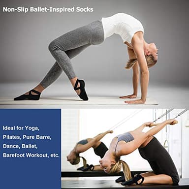 Ozaiic Yoga Socks for Women Non-Slip Grips & Straps, Ideal for Pilates, Pure Barre, Ballet, Dance, Barefoot Workout - Image 2