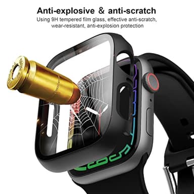 JERXUN 6 Pack Case with Tempered Glass Screen Protector for Apple Watch Series 9/8/7 41mm, Ultra-Thin Scratch Resistant Full Protective Hard PC Bumper Cover for iWatch 41mm Accessories - Image 3