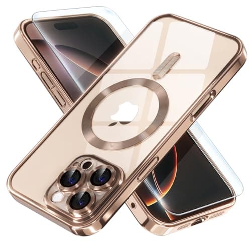Misea Magnetic for iPhone 16 Pro Max Case Compatible with MagSafe [Never Yellowing] [Military Grade Drop Protection] Full Camera Lens Protector Plating Soft Clear Phone Case for Women 6.9", Desert - Image 1