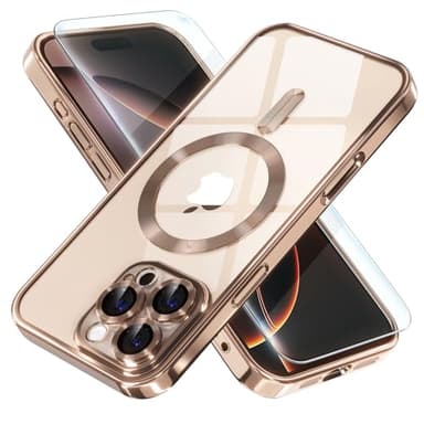 Misea Magnetic for iPhone 16 Pro Max Case Compatible with MagSafe [Never Yellowing] [Military Grade Drop Protection] Full Camera Lens Protector Plating Soft Clear Phone Case for Women 6.9", Desert - Image 1