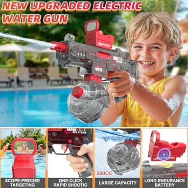 maysida Electric Water Gun Toy for Adults, High Powered Auto Squirt Gun with Super Long Range 32-36 FT, 500CC+ Large-Capacity Water Tank, Summer Outdoor Swimming Pool Water Gun for Adult Boy Girl(Red) - Image 3