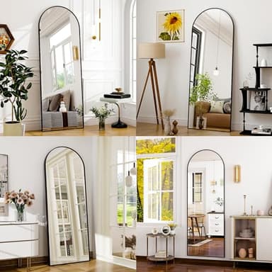 WISSMIELS 65" x 24"Arched Full Length Mirror - Wall Mounted Floor Mirror- Aluminum Alloy Frame Full Body Mirror for Bathroom Living Room Bedroom and Entryway Black - Image 7