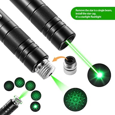 Green Laser Pointer High Power Rechargeable Lazer Pointer, Laser Pen with Long Range Adjustable Focus with Star Cap, Laser Pointer Pen Suitable for Outdoor, Astronomy, Cats Dogs (Green) - Image 2