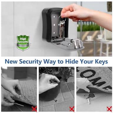 Key Lock Box Wall Mounted, 4 Digit Combination Lockbox for Outside House Keys,Key Safe Security Storage Lock Box 5 Keys Large Capacity with Resettable Code for Indoor Outdoor (Dark Grey) - Image 6
