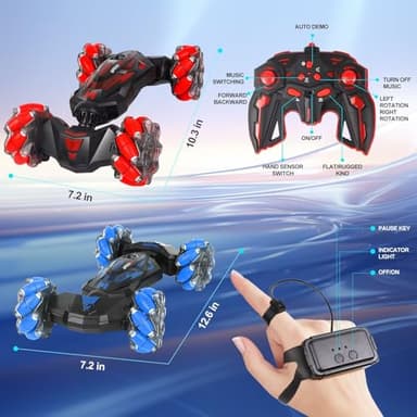 XAMIMM Remote Control Car, Gesture Sensing RC Stunt Car, 4WD Offroad for Rotating, 2.4 Ghz Remote Control and Hand Controlled Twist Cars,Transform RC Cars, Toy Presents for Boys and Girls Age 6-13 - Image 6