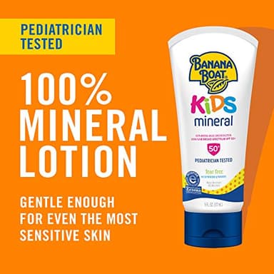 Banana Boat 100% Mineral Kids Sunscreen Lotion SPF 50, Twin Pack | Banana Boat Mineral Sunscreen for Kids, Childrens Sunblock SPF 50, Oxybenzone-Free, 6oz each (Pack of 2) - Image 5
