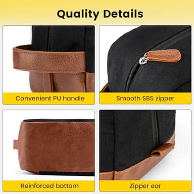 Vorspack Travel Toiletry Bag - Hanging Toiletry Bag for Men Water Resistant Canvas Shaving Bag with Large Capacity for Travel - Black - Image 4