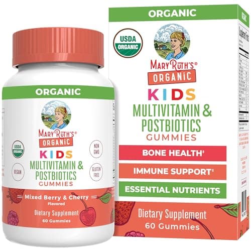 MaryRuth Organics Kids Vitamins | USDA Organic | Multivitamin Gummies + Postbiotics for Ages 4+ | Lactobacillus Rhamnosus | Vegan | Non-GMO | 60 Count - Image 1