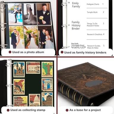 LETVPVOW Vintage Hardback 3 Ring Binder 1 Inch, Professional Leather Binder 3 Ring, Three Ring Binders Fits 8.5" x 11", D Ring Binders for Photo Album, Home, School and Office Supplies- Dark Green - Image 3