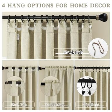 DUALIFE Faux Linen Curtains 108 Inches Long for Living Room 2 Panels Set Back Tab Draperies Neutral Earth Tone Blackout Curtains for Large Window Vertical 9 FT Tall 50 By108 Oatmeal Chartreuse - Image 4