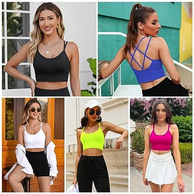 Sykooria Women's Workout Bras Padded Longline Sports Bras for Women Pack - Image 3
