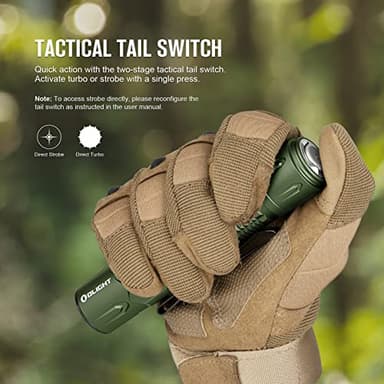 OLIGHT Warrior 3S 2300 Lumens Rechargeable Tactical Flashlight, Compact Dual-Switches LED Bright Light with Proximity Sensor, Powered by Customized Battery for Emergency, and Searching (OD Green) - Image 4