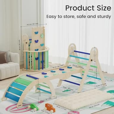 ElegantCrafts Pikler Triangle Set with Cushion, Montessori Climbing Set, Indoor Climb Toys, Indoor Playground Jungle Gyms, 9 Combinations Climbing Toy Set for Toddler, Baby, Kids 1-4 - Image 5