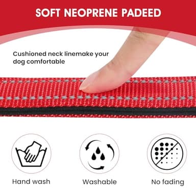 PenSeepet Reflective Dog Collar Padded with Soft Neoprene Breathable Quick Release Basic Dog Collars for Medium Large Dogs Red Boy Girl - Image 3