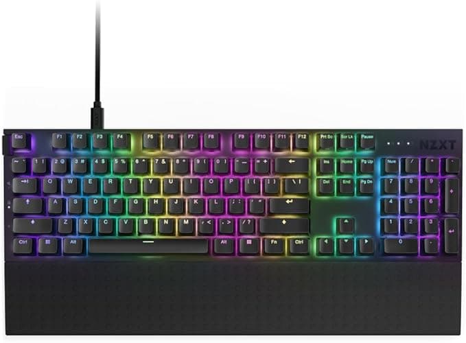 NZXT Function 2 Full-Size Wired Optical Gaming Keyboard - 8K Polling Rate - Linear Optical Switches - Adjustable Actuation - Double-Shot PBT Keycaps - RGB - Hot-Swappable - Black - Image 1