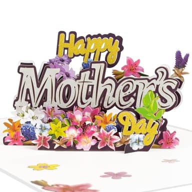 GREETING ART 3D Pop Up Mothers Day Card, Happy Mothers Day Lily Flower Gift Greeting Card with Envelope for Best Mom Women Wife Daughter Grandma - Image 1