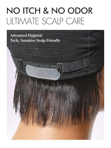 LUVME HAIR Ultra Comfort Throw On & Go Short Pixie Cut with Bangs Skin Friendly Cotton Cap 100% Real Human Hair Glueless Wig Glueless Wig Hair Loss Friendly Full Machine Made - Image 3