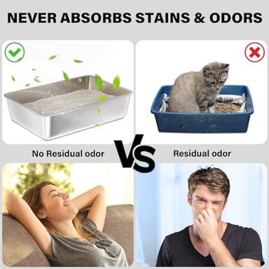 FUTAM Stainless Steel Litter Box,19.7"x13.7"x6" Large Metal Litter Box for Kitty/Cat/Rabbits, Easy to Clean, Non Stick Litterbox No Smell for Adult Cats - Image 5