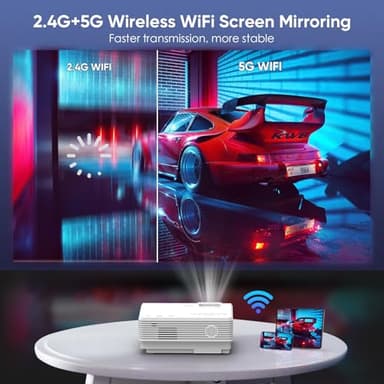Projector with WiFi and Bluetooth, Upgrade Outdoor Projector, Mini Movie Projector Supports 1080P Synchronize Smartphone Screen by WiFi/USB Cable for Home Entertainment (WiFi) - Image 2