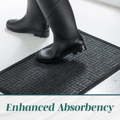 Front Door Mats, 2 Pc Set, 29.5 x 17, All Weather Entry and Back Yard, Indoor and Outdoor Safe, Slip Resistant Rubber Backing, Absorbent and Waterproof, Dirt Trapping Rugs for Entryway - Image 4