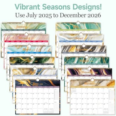 Lbylyhxc Calendar 2026 - Includes July 2025 to December 2026 -18 Monthly Wall Calendar 2025-2026, 11 x 8.5 Inches.Thick Paper with Julian Dates and Block for New Year and Christmas Presents (wall calendar 2025-2026 veins) - Image 3