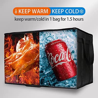 Bodaon Insulated Food Delivery Bag, XXXL Pizza Delivery Bags for Hot and Cold Food, Commercial, Large Capacity Reusable Warming Bag, Catering Cooler Bag for Doordash, Warmers for Parties (Black, 1Pk) - Image 5