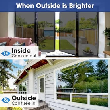 Coavas One Way Privacy Window Film, Sun Blocking Reflective Window Film See Out Not in, Heat Control Window Tint for Home, Anti UV Static Cling for Windows Office Door (Black, 29.5 Inch X 6.5 Feet) - Image 6