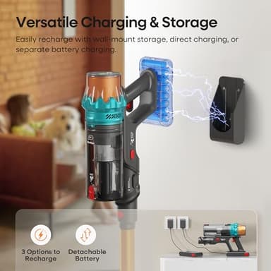 ElecKeys Cordless Vacuum Cleaner, Upgraded 580W 48KPA 65Mins Vacuum Cleaners for Home, Stick Vacuum with Self-Standing and Touch Screen, Anti-Tangled Handheld Vacuum for Pet Hair, Floors, Carpets, K10 - Image 9