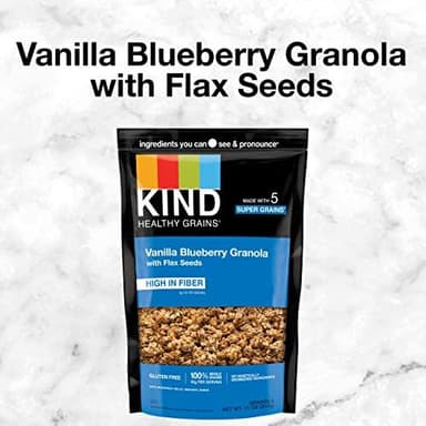 KIND Healthy Grains, Vanilla Blueberry Granola with Flax Seeds, Healthy Snacks, Gluten Free, 100% Whole Grains, 5g Protein, 11oz, 3 Count - Image 5