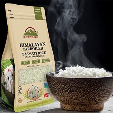 Himalayan Chef Parboiled Basmati Rice, Healthy & Extra Long Grain Rice, Premium Quality, Fluffy Quick Cooking Aromatic, Non-GMO, Halal and Kosher Certified - 10 lbs - Image 3